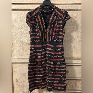 Nanette Lepore Black and Brown Belted Mini Dress